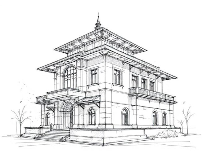draw an architectural sketch for commercial use