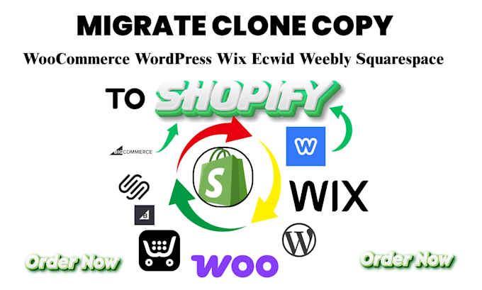 migrate clone copy woocommerce wordpresss website to shopify wix ecwid shopify
