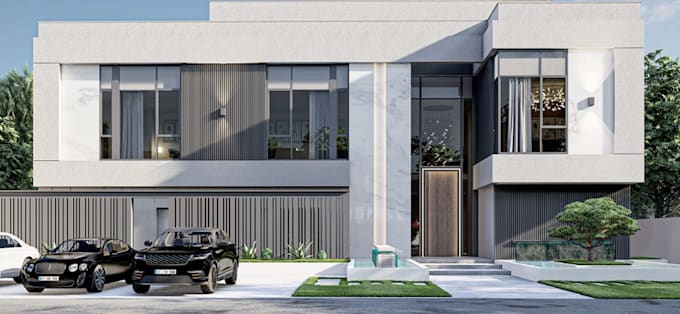 optimize 3d duplex house,story building,front elevation,facade exterior render