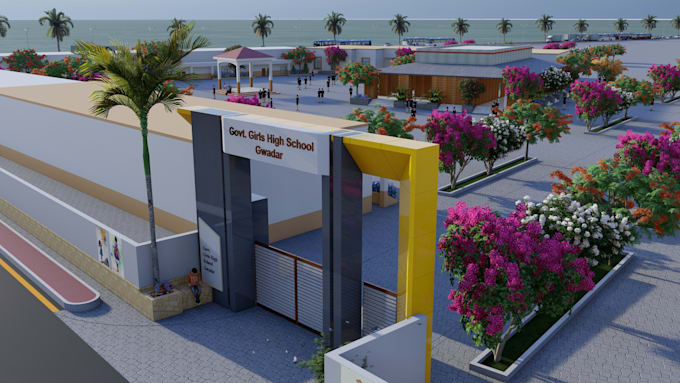 Design fence, township gate, entrance with landscape visualization by ...