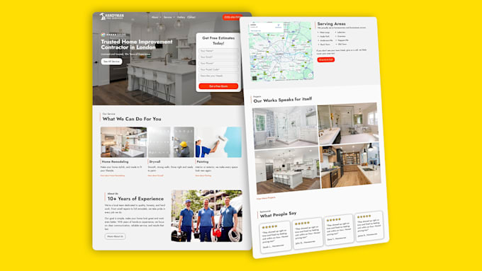 make websites for contractor, remodeler, drywall, painter with free hosting