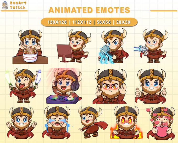 draw twitch emotes, chibi emotes, animated emotes, vtuber emotes for streaming