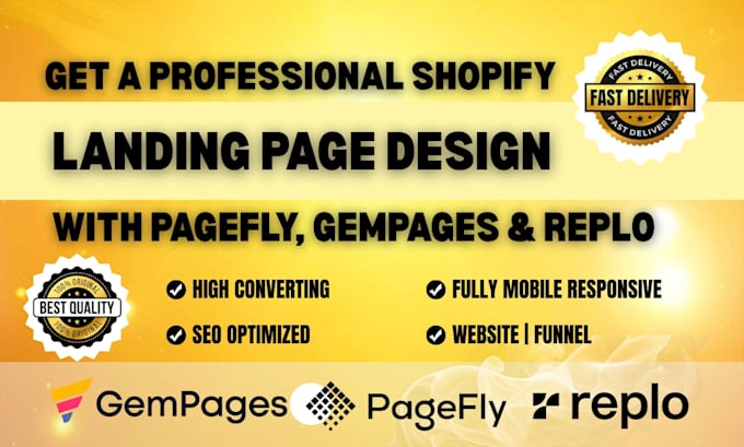 clone gempages website, design replo shopify store, pagefly page editor