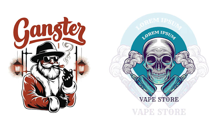 make retro smoke lumberjack skull logo with vape illustration