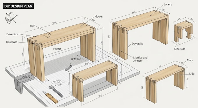 Create detailed 3d diy woodworking, furniture, carpentry design plan ...