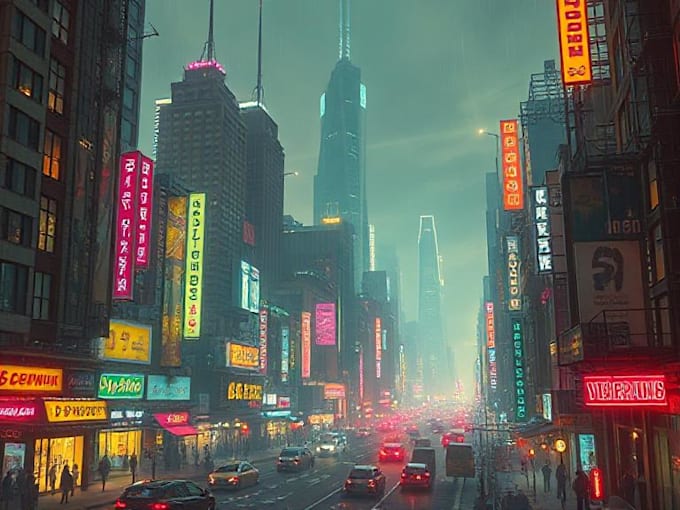 Make a illustration of futuristic cyberpunk city by Yanintarks | Fiverr
