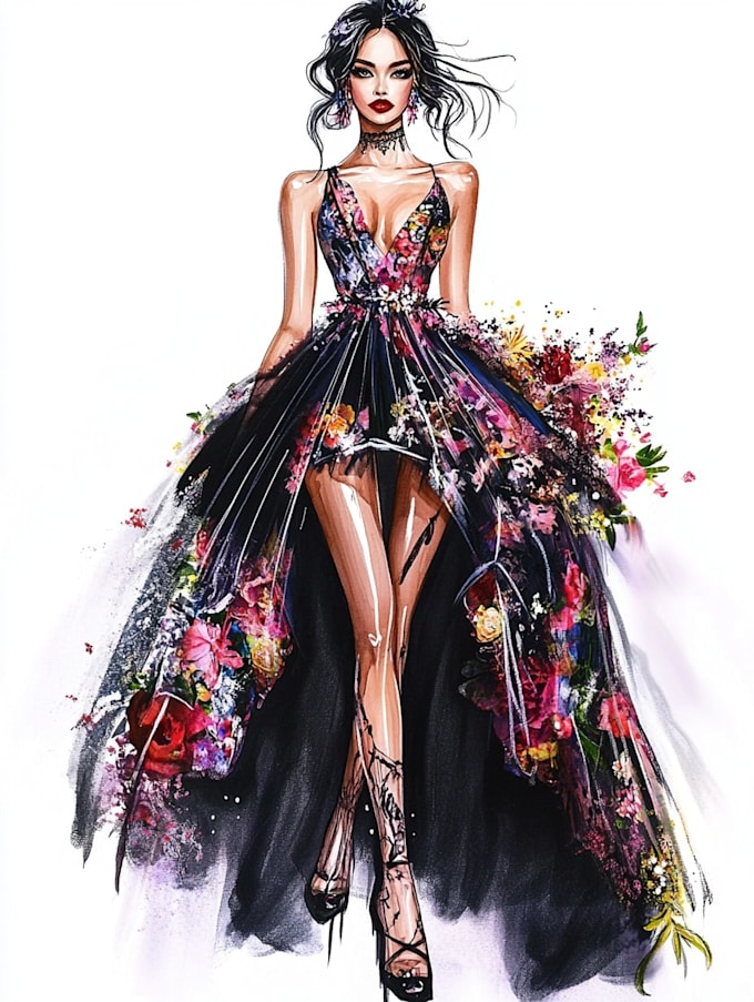 design a fashion illustrations for designer presentations