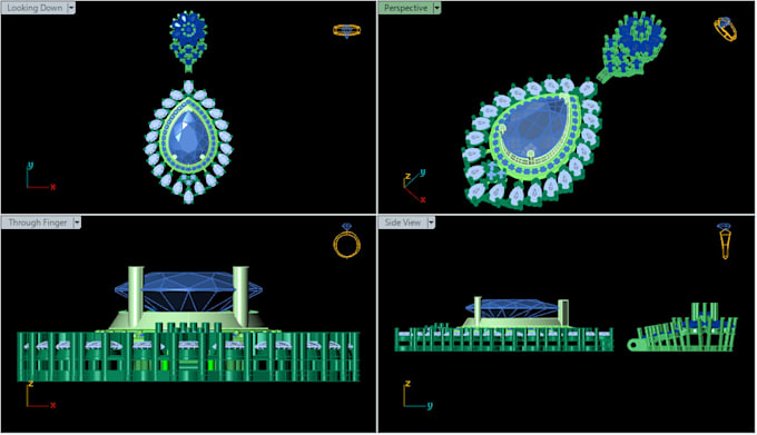 create a modern 3d cad jewelry design and render it
