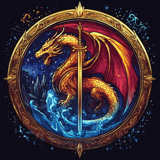 draw a fantasy vintage retro logo design