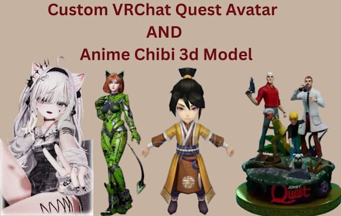 make custom vrchat quest avatar or anime chibi 3d model