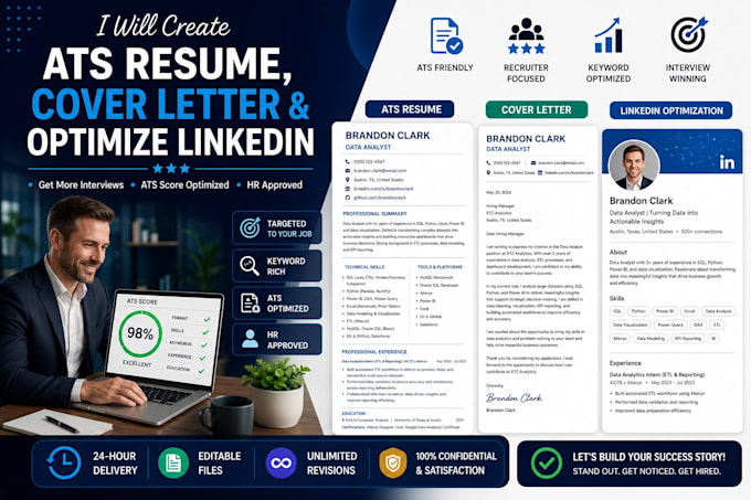 create ats resume, cover letter and optimized linkedin