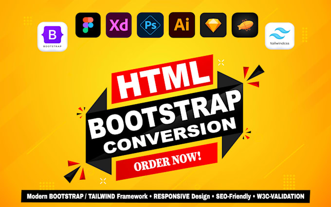 convert figma, PSD, xd to HTML,CSS tailwind CSS, bootstrap responsive conversion