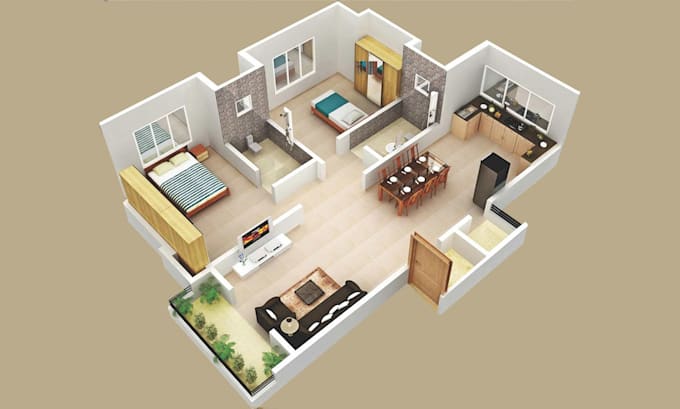 create 3d architectural designs, convert 2d to 3d floor plans, render interiors
