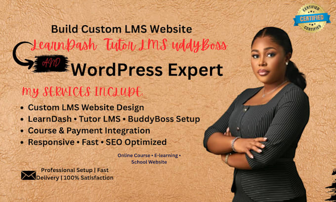 custom lms educational website with learndash, tutor lms, buddyboss