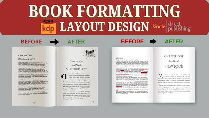 do book formatting, layout design, KDP ebook formatting and cover design