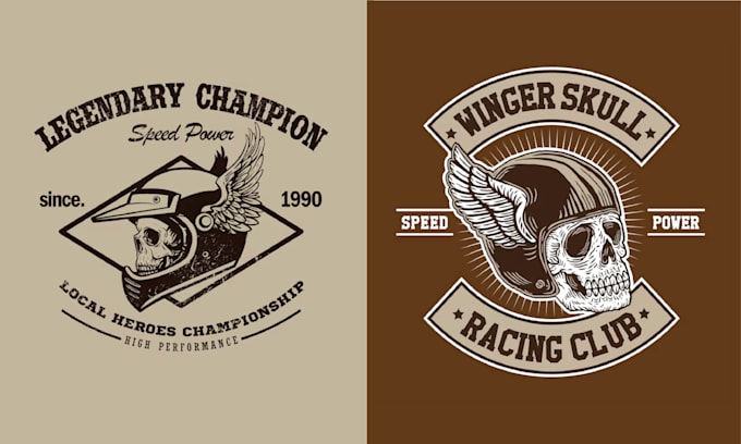 create vintage biker skull knight helmet logo