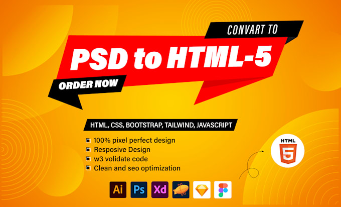 convert figma to HTML, PSD to HTML, bootstrap 5, and tailwind CSS