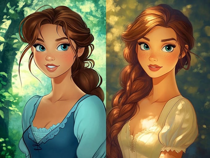 illustrate unique disney portrait painting