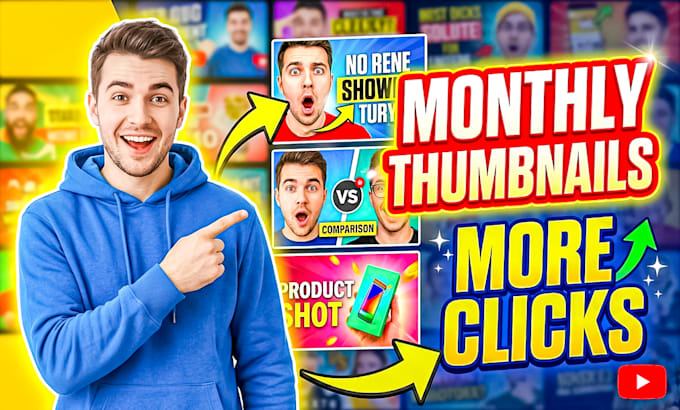 design high CTR youtube thumbnails for gaming, tech, finance and vlog channels