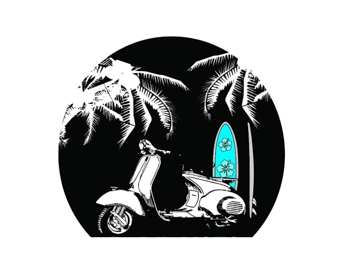 design suitable vespas surf beach logo