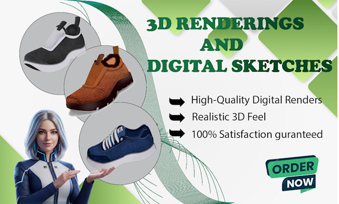 create footwear digital sketches and shoe design renderings