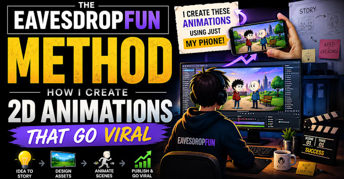 teach you to create 2d animations using just your phone, eavesdropfun method