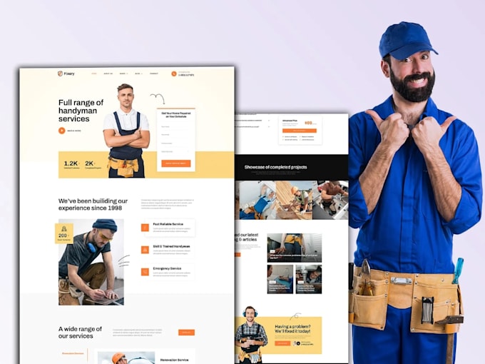 do handyman website, construction, hvac, epoxy floor, roofing, plumbing website