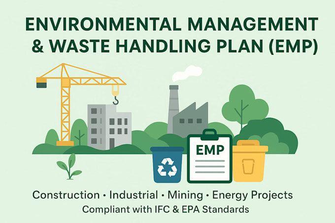develop a professional environmental management and waste handling plan emp
