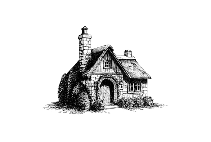 draw hand drawn cottage illustrations for real estate