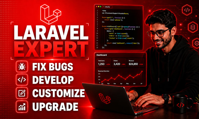 fix bugs, develop, customize, and upgrade your laravel website or app