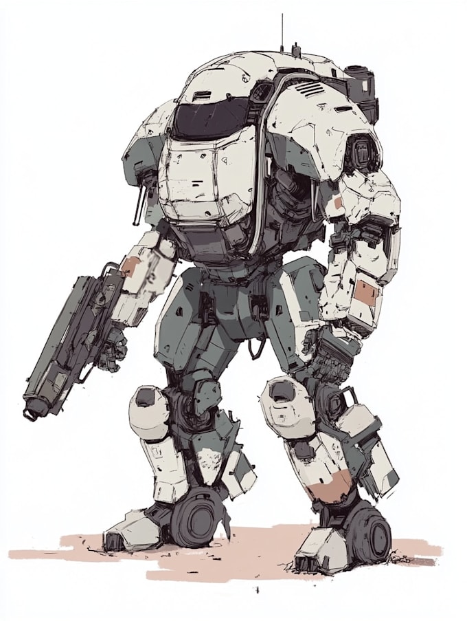 draw a high quality robot, mecha concepts