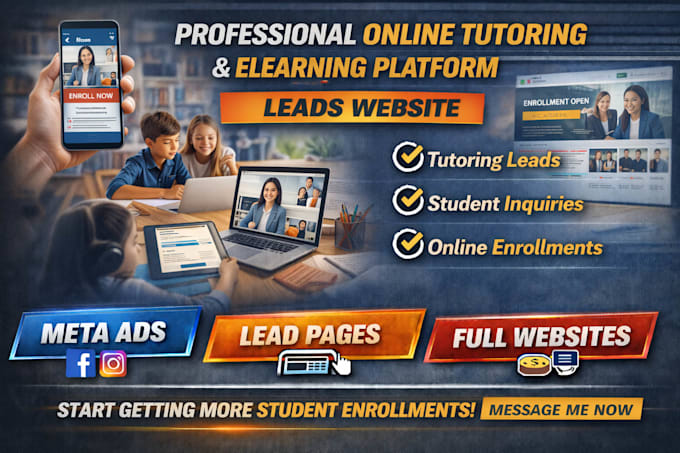 generate online tutoring leads with elearning platform website for your academy
