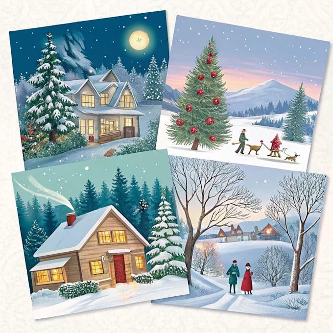 draw christmas illustrations and cards for you
