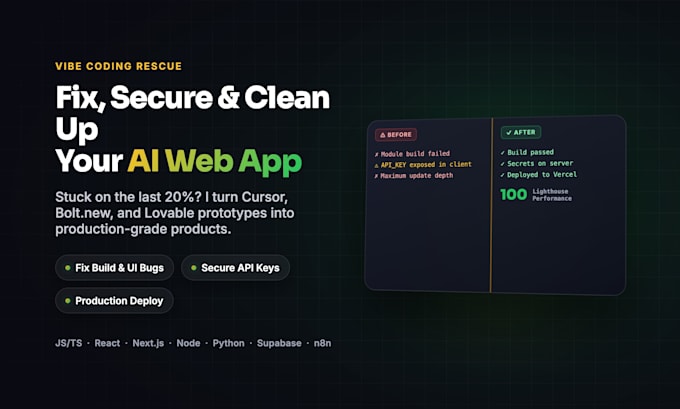 fix secure and clean up your ai generated web app or prototype