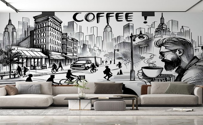 design professional wall murals for restaurants, cafés, and shops