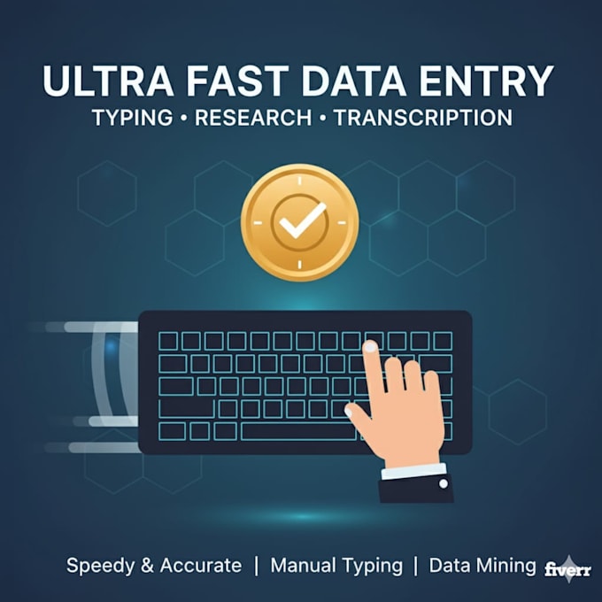 do accurate data entry, excel work, and web research for yo