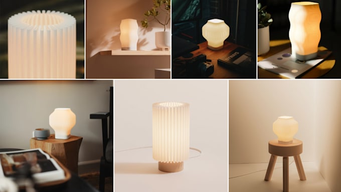 create stunning 3d lamp, 3d interior led light, bulb lamp design