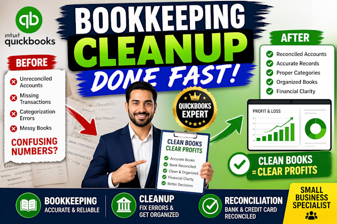 quickbooks bookkeeping and cleanup for businesses