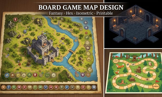 design printable board game map, fantasy tabletop rpg maker maps hex battle map