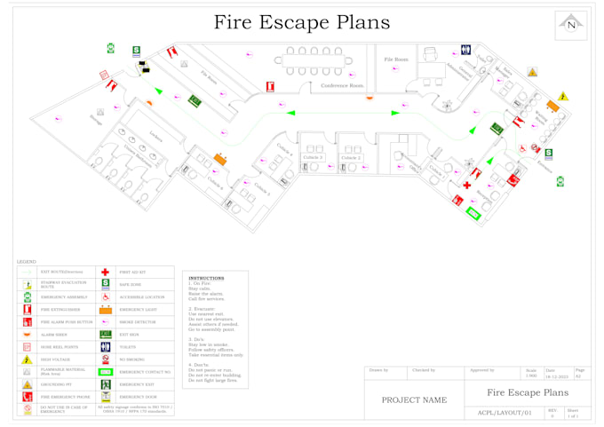 create a fire escape and emergency evacuation plan for audit
