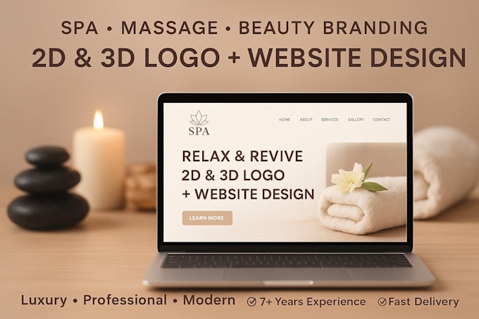 design 3d spa, sauna, massage therapy logo website, 2d for beauty salon, website