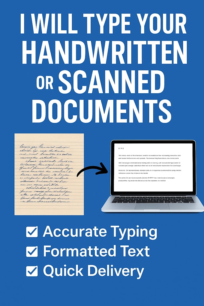 type your handwritten, scanned or PDF documents fast and accurately