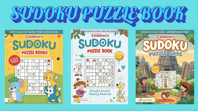 Create sudoku word puzzle book book design book cover for amazon kdp by ...