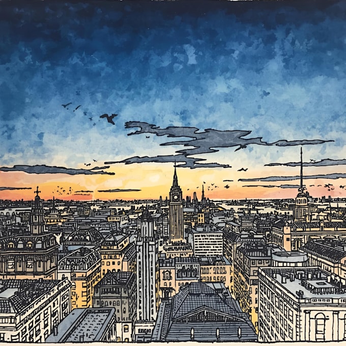 draw original watercolor landscape or architecture art