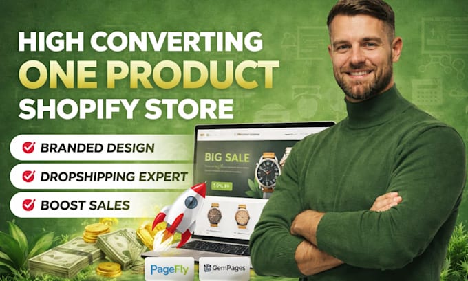 Build one product shopify dropshipping store, design shopify store or ...