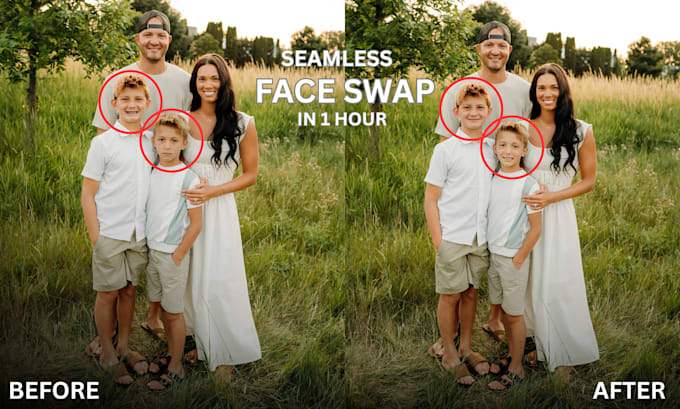 do realistic face swap, head replace, face change, body swap