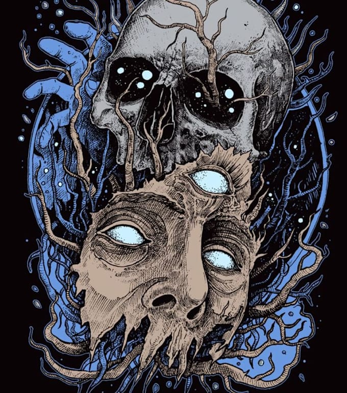 design a brutal metal illustration logo for your t shirt or merch