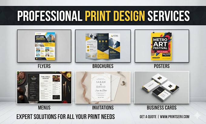 flyers, brochures, posters, and menus