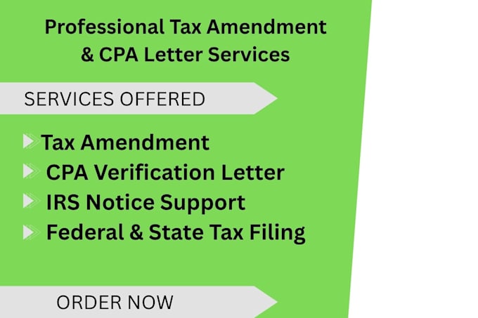 do professional tax amendment and CPA letter services