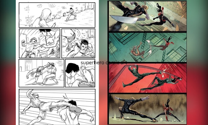 draw superhero comic art, marvel dc character design and digital illustration